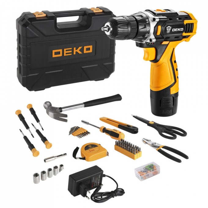 Акк. безударная дрель-шуруповерт DEKO DKCD12FU-Li 104 tools + case 063-4104