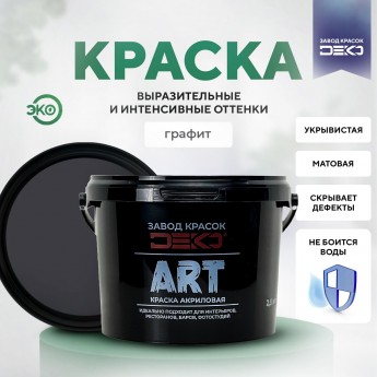 Краска DEKO акриловая матовая краска для стен и потолков ART цвет графит 7 кг